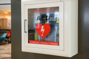 AED box hanging on wall