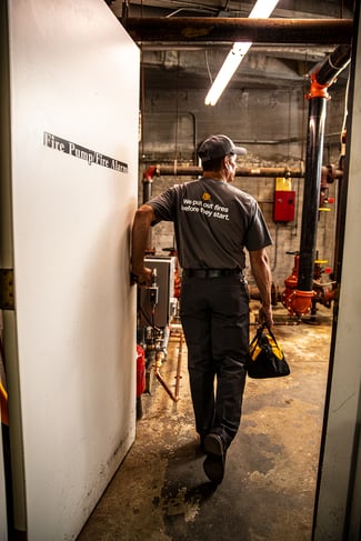 A fire suppression technician career in action