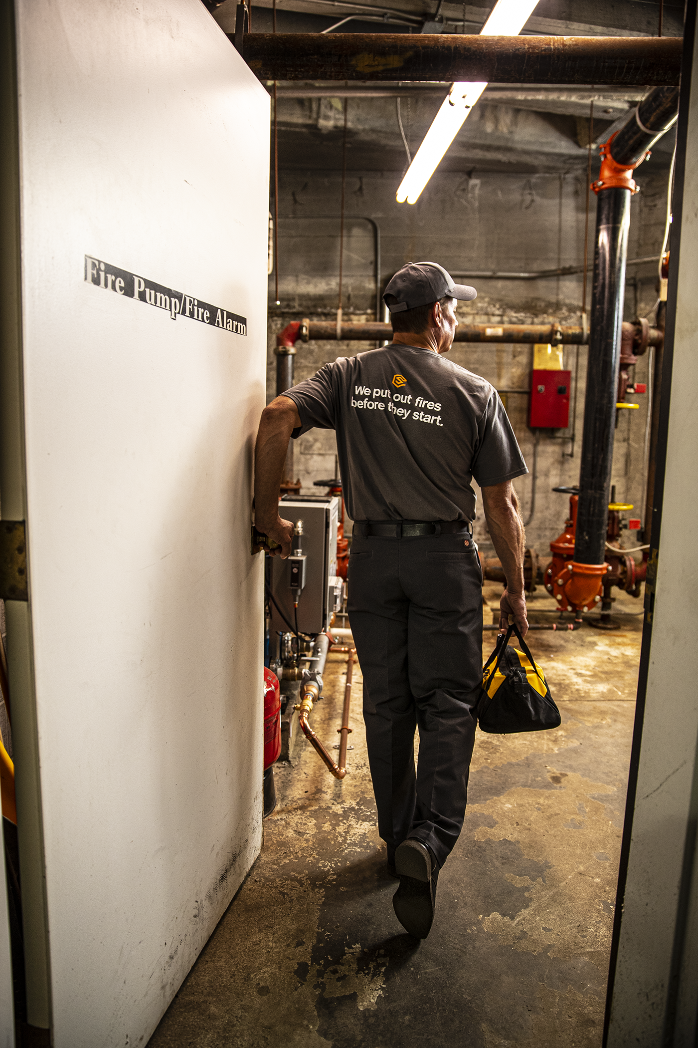 A fire suppression technician career in action